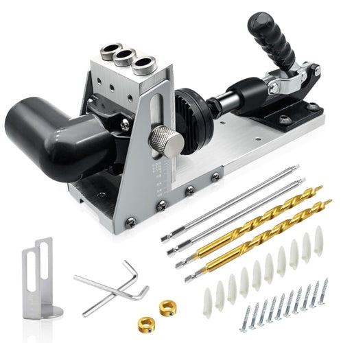 Wood Jig Pocket Hole Kit 12-33MM Drill Guide Carpentry Tool Woodworking Puncher